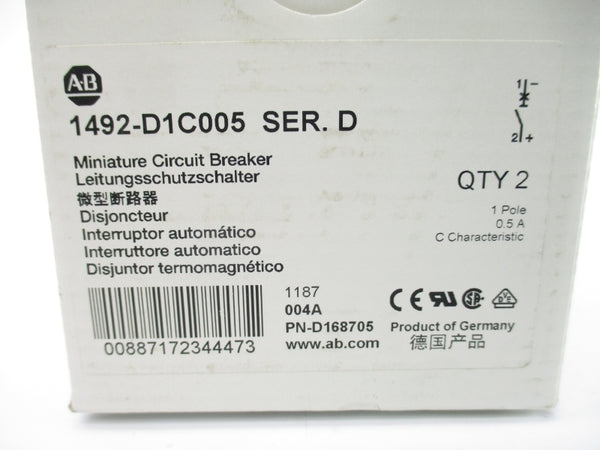 ALLEN BRADLEY 1492-D1C005 SER. D 277V 0.5A NSMP