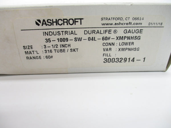 ASHCROFT 35-1009-SW-04L-60#-XMPNHSG 0-60PSI 3-1/2" NSMP