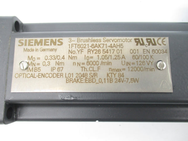 SIEMENS 1FT6021-6AK71-4AH5 1.05/1.25A NSNP
