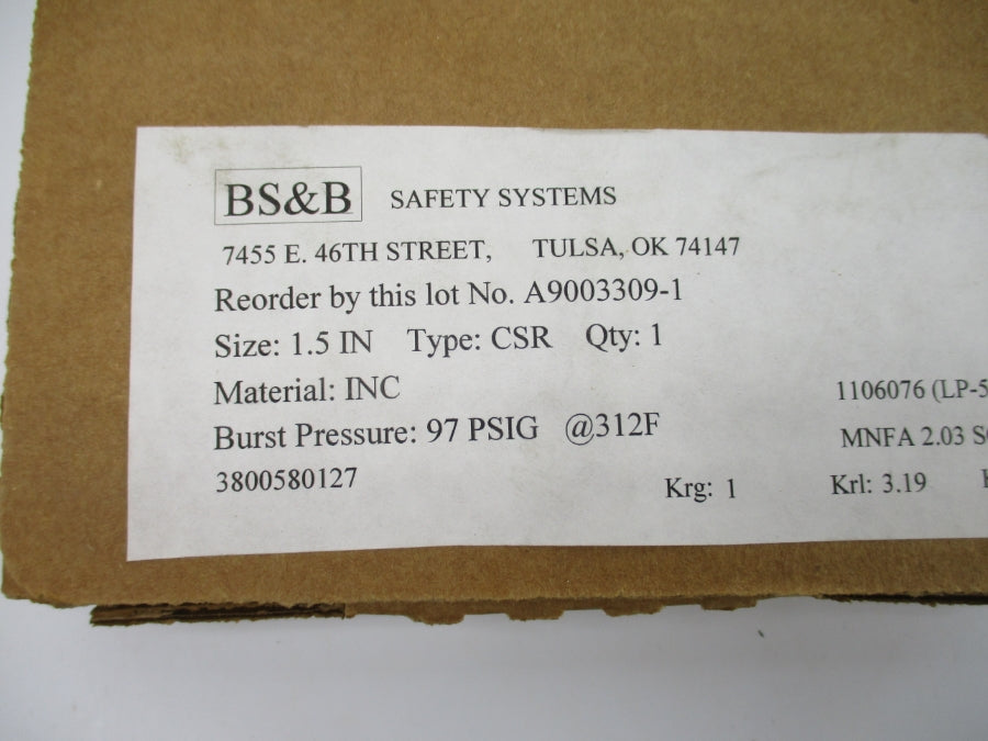 BS&B SAFETY SYSTEMS A9003309-1 97PSI 1.5" NSMP