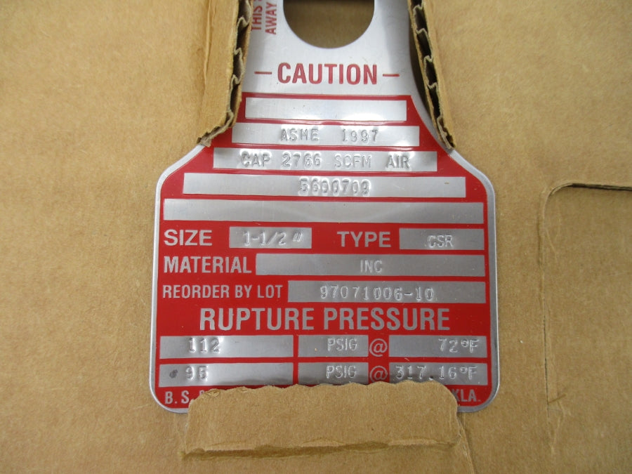 BS&B SAFETY SYSTEMS 97071006-10 112PSI 1-1/2" NSMP