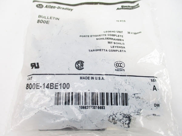 ALLEN BRADLEY 800E-14BE100 SER. A (PKG OF 10) NSMP