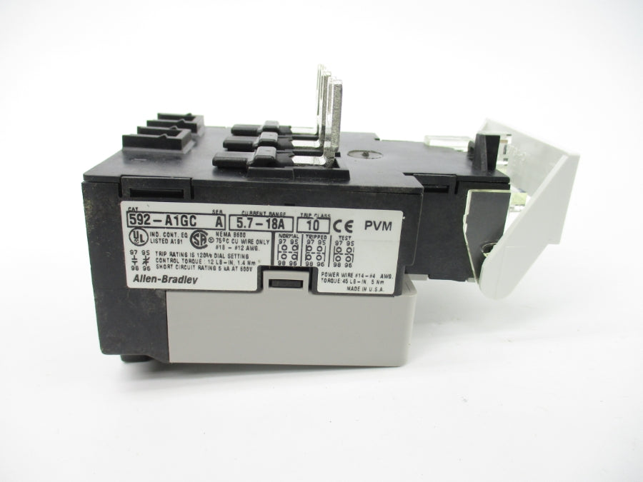 ALLEN BRADLEY 592-A1GC SER. A 600V 5.7-18A (BR/WH) NSMP