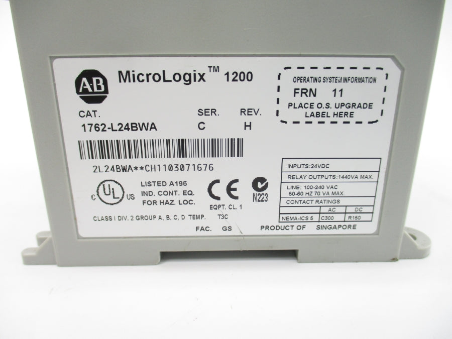 ALLEN BRADLEY 1762-L24BWA SER. C F/W 11 100-240VAC REV. H UNMP