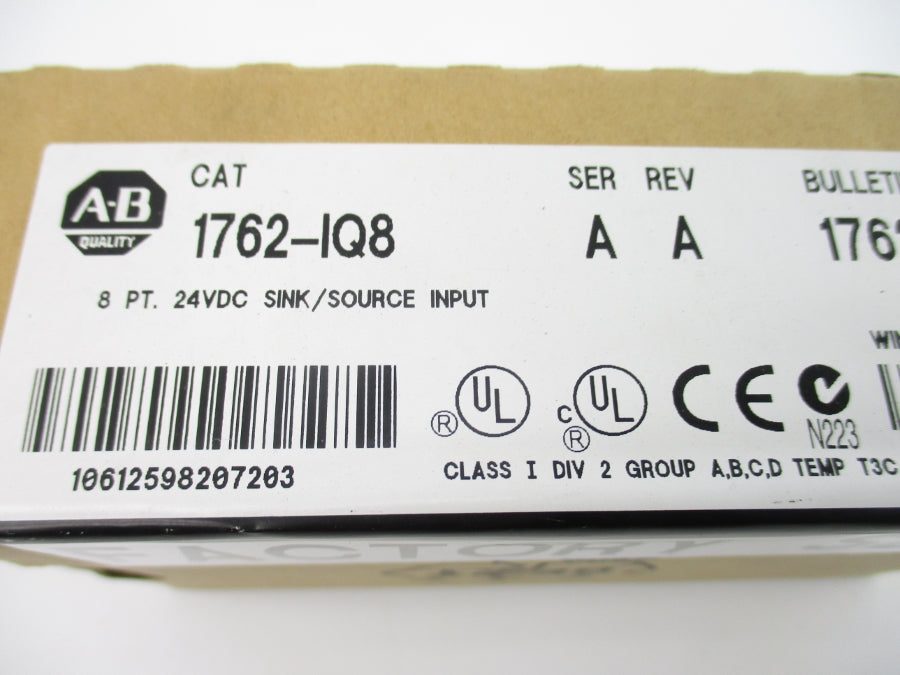 ALLEN BRADLEY 1762-IQ8 SER. A 24VDC DATE: 2004 REV. A NSFS
