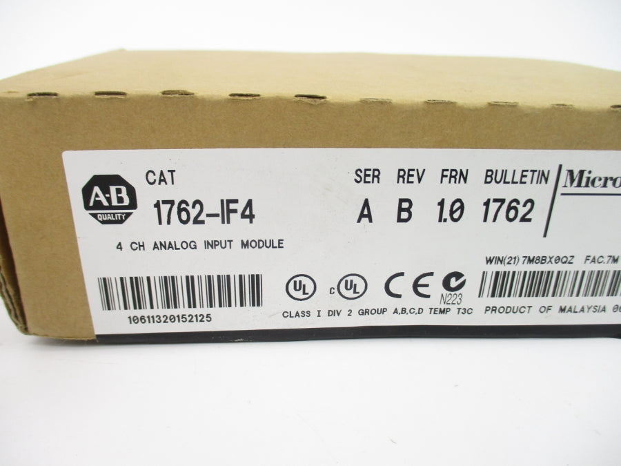 ALLEN BRADLEY 1762-IF4 SER. A F/W 1.0 24VDC 0.05A REV. B NSMP