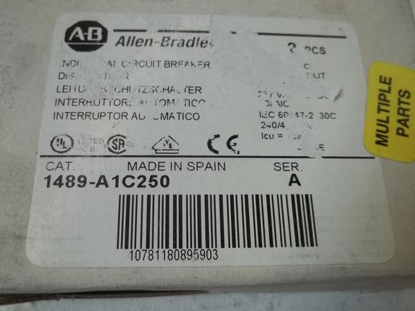 LOT OF 2 ALLEN BRADLEY 1489-A1C250 SER.A CIRCUIT BREAKER NSMP