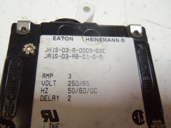 LOT OF 2 EATON JA1S-D3-A-0003-02E CIRCUIT BREAKER UNMP