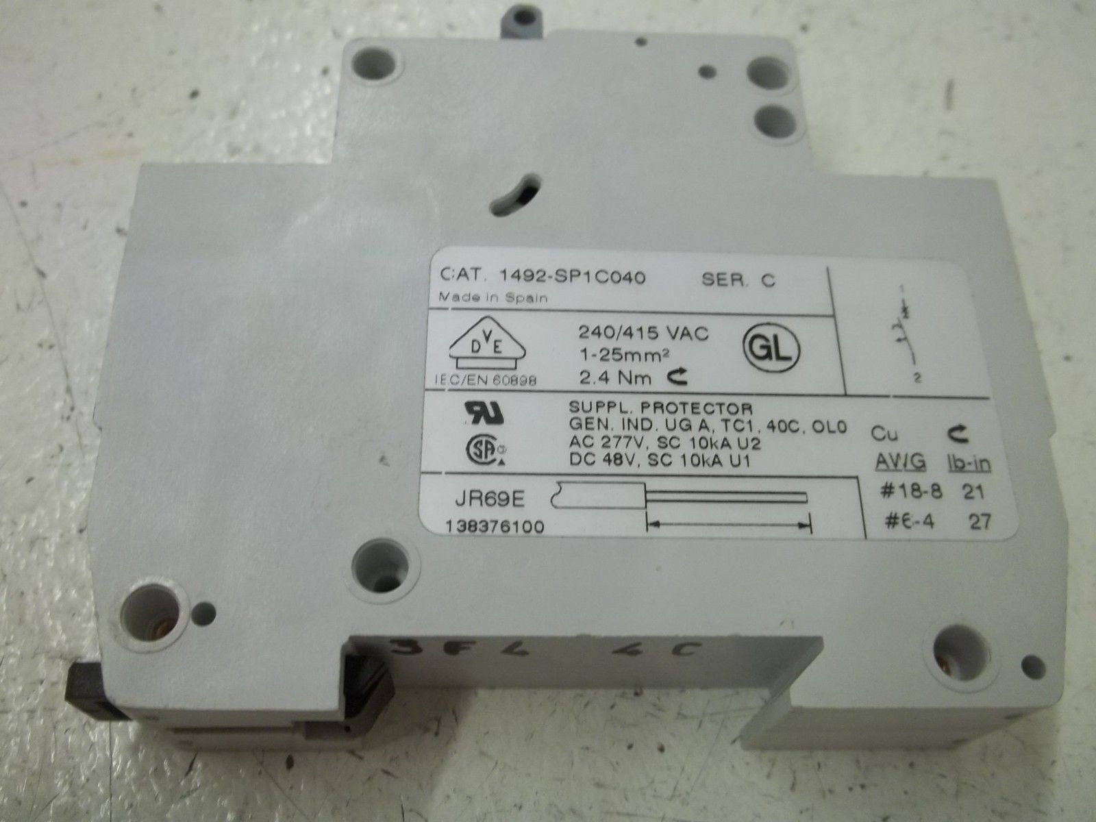 ALLEN BRADLEY 1492-SP1C040 SER C CIRCUIT BREAKER 4A  UNMP