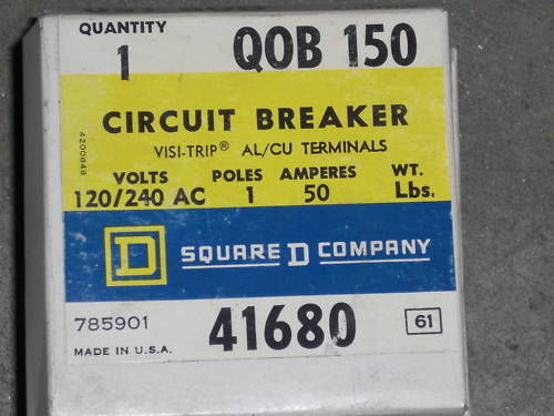 SQUARE D QOB150 CIRCUIT BREAKER 50A NSMP