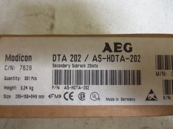 AEG MODICON DTA202/AS-HDTA-202 2-SLOT SECONDARY SUBRACK NSMP
