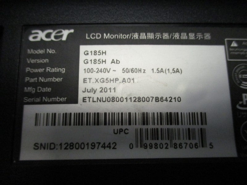 ACER G185H (AS PICTURED)  UNMP