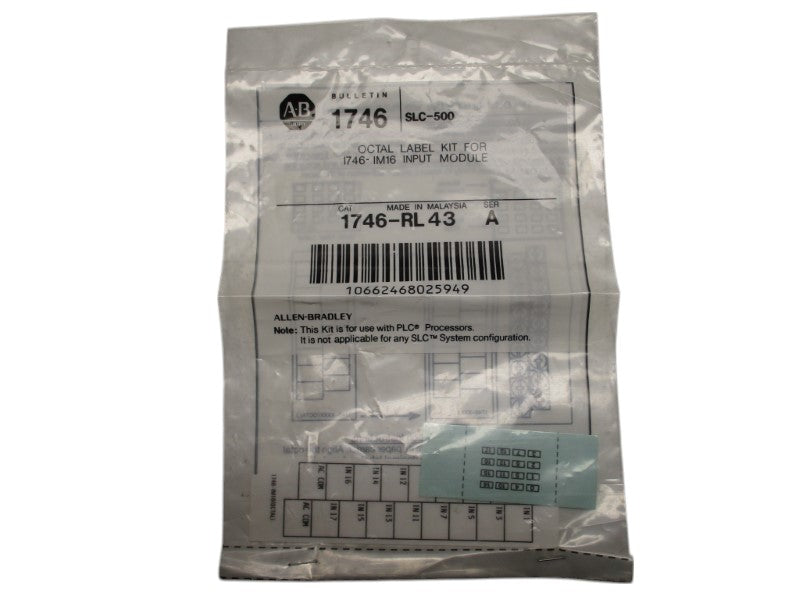 ALLEN BRADLEY 1746-RL43 OCTAL LABEL KIT SER. A  NSMP