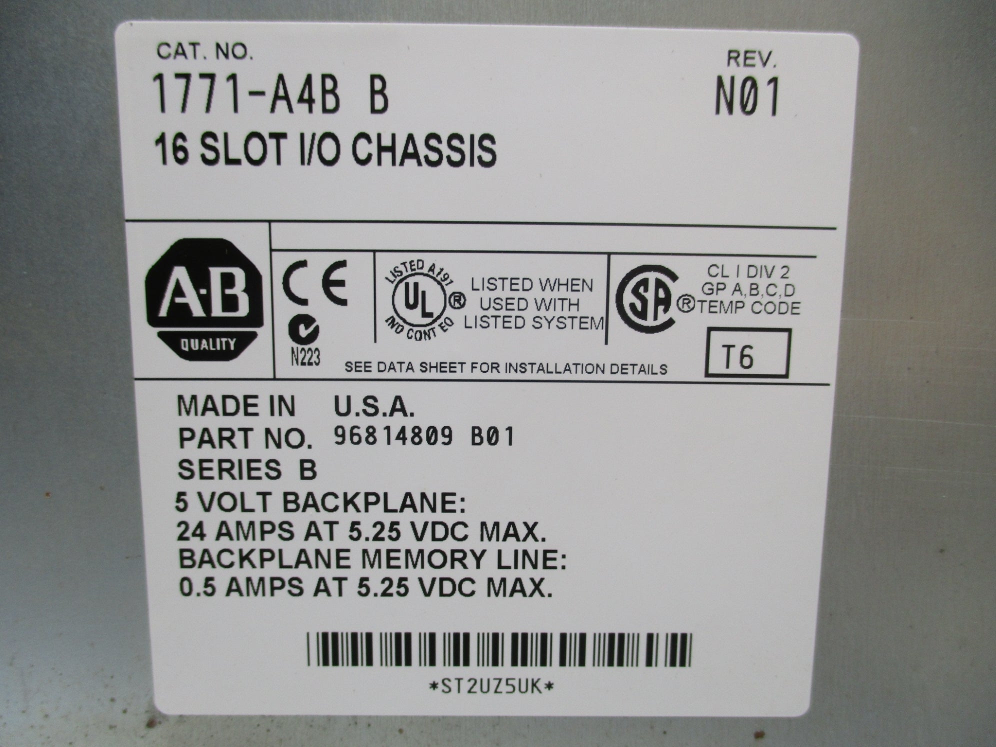 ALLEN BRADLEY 1771-A4B SER. B 5.25VDC 24A NSMP
