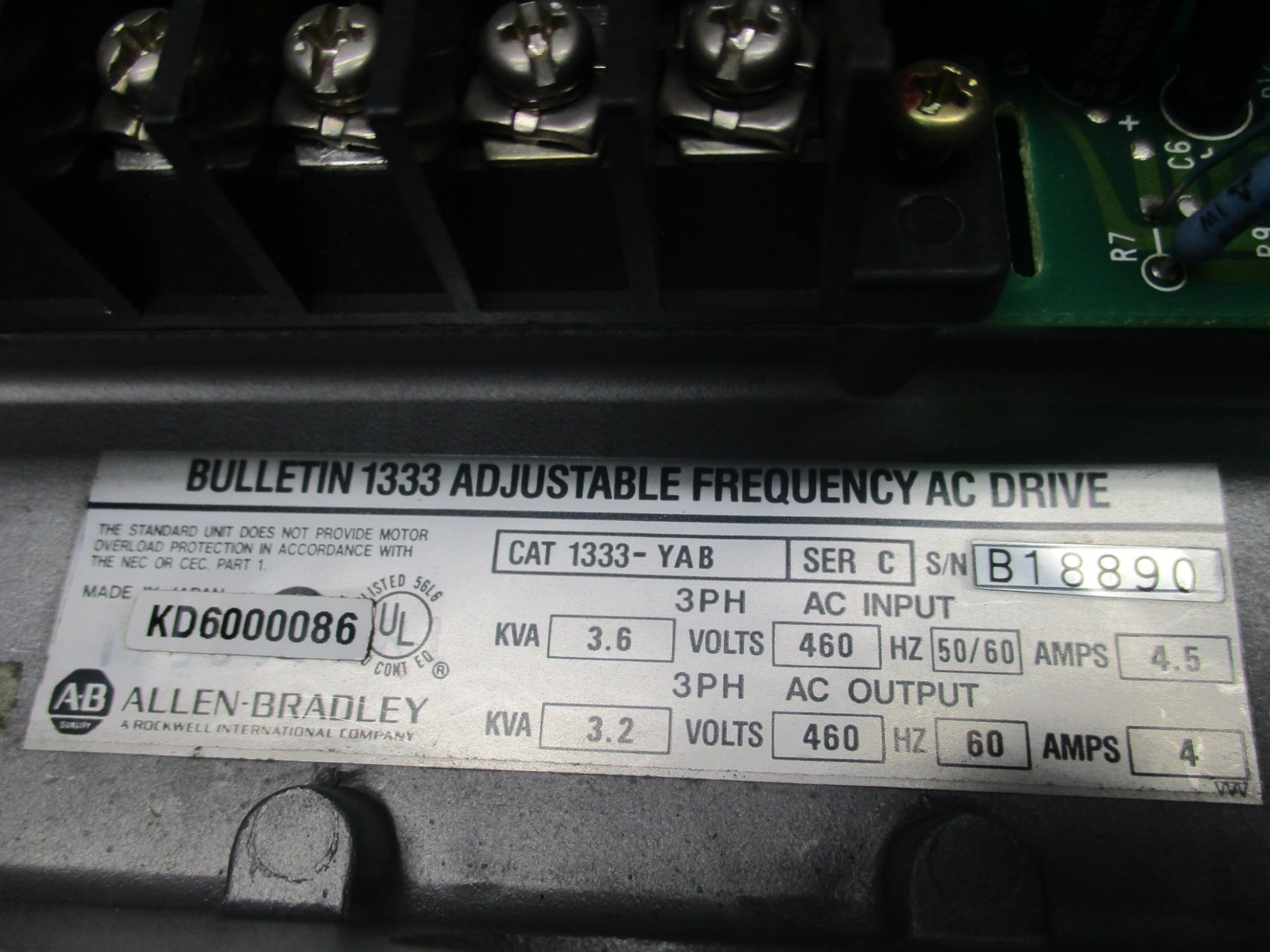 ALLEN BRADLEY 1333-YAB SER. C (AS PICTURED) UNMP
