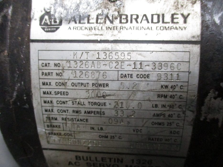 ALLEN BRADLEY 1326AB-C2E-11-3396C UNMP