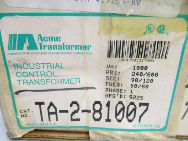 ACME TRANSFORMER TA-2-81007 1000VA NSMP