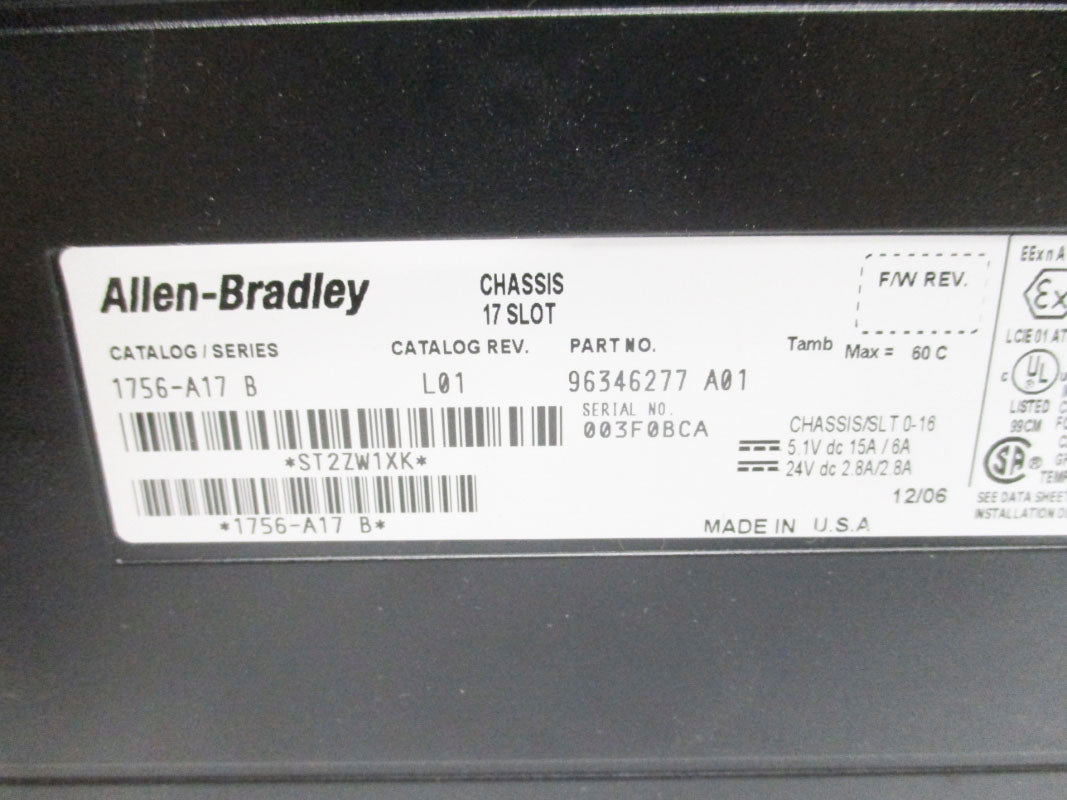 ALLEN BRADLEY 1756-A17 SER. B 24VDC 2.8/2.8A NSMP