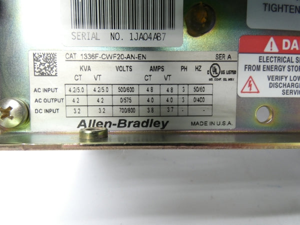 ALLEN BRADLEY 1336F-CWF20-AN-EN SER. A 500/600V 4.8A (AS PICTURED) NSNP