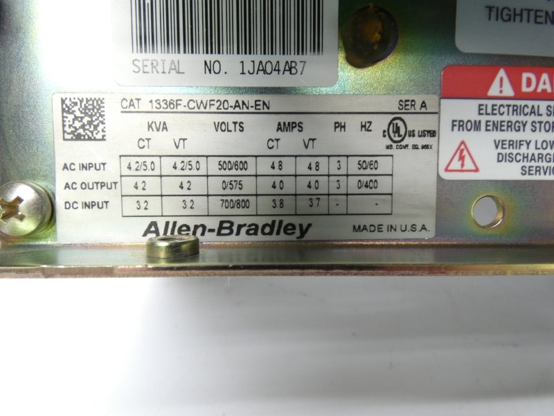 ALLEN BRADLEY 1336F-CWF20-AN-EN SER. A 500/600V 4.8A (AS PICTURED) NSNP