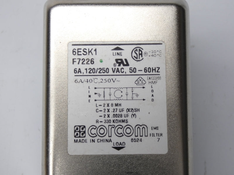 CORCOM 6ESK1 120/250VAC 6A UNMP