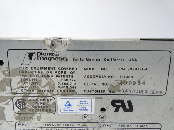 PIONEER MAGNETICS PM2974A-1-4 120V 100A UNMP