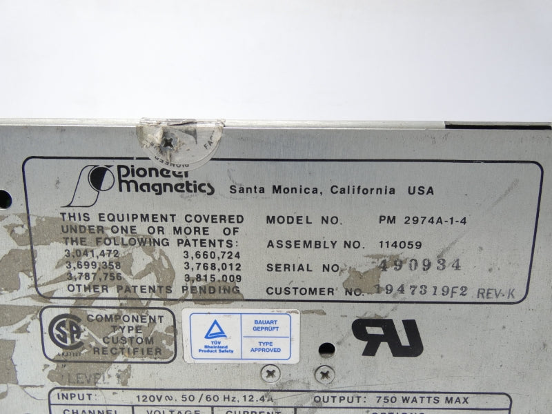 PIONEER MAGNETICS PM2974A-1-4 120V 100A UNMP