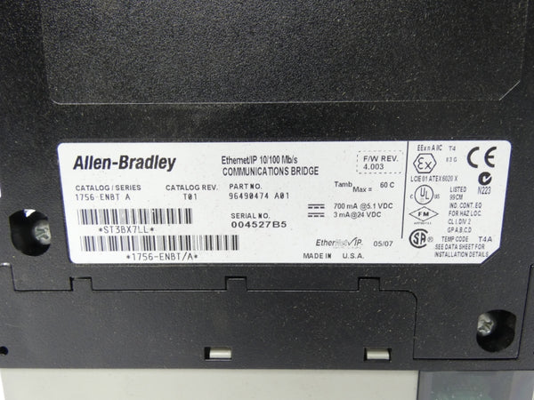 ALLEN BRADLEY 1756-ENBT SER. A F/W 4.003 REV. T01 24VDC NSNP