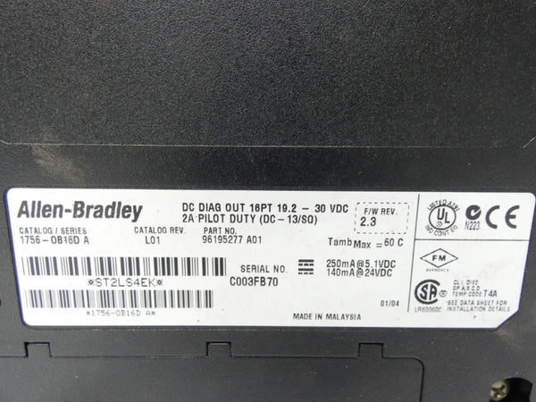 ALLEN BRADLEY 1756-OB16D SER. A F/W 4.003 REV. T01 24VDC NSNP