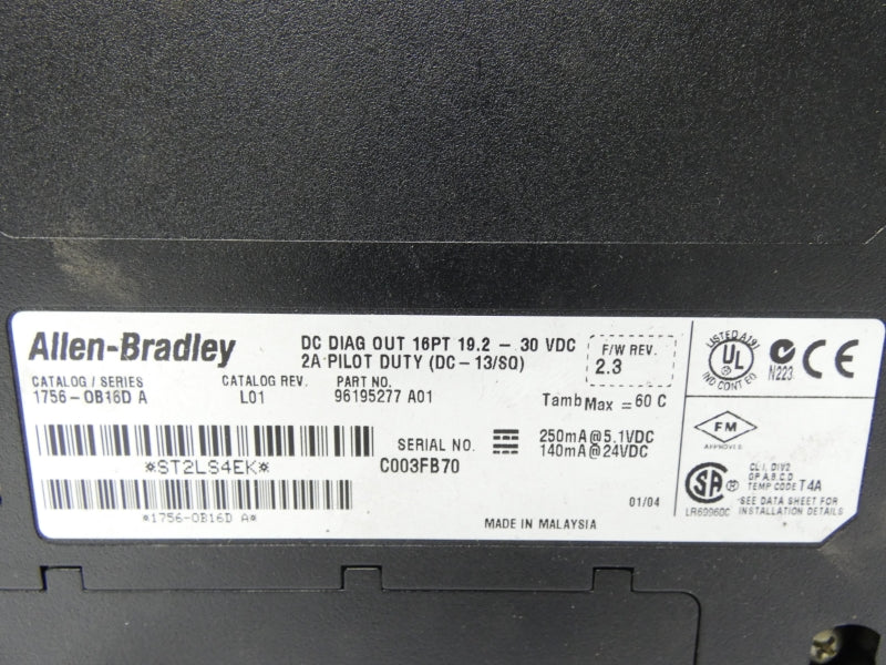 ALLEN BRADLEY 1756-OB16D SER. A F/W 4.003 REV. T01 24VDC NSNP