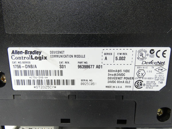 ALLEN BRADLEY 1756-DNB SER. A F/W 5.002 REV. S01 24VDC NSNP