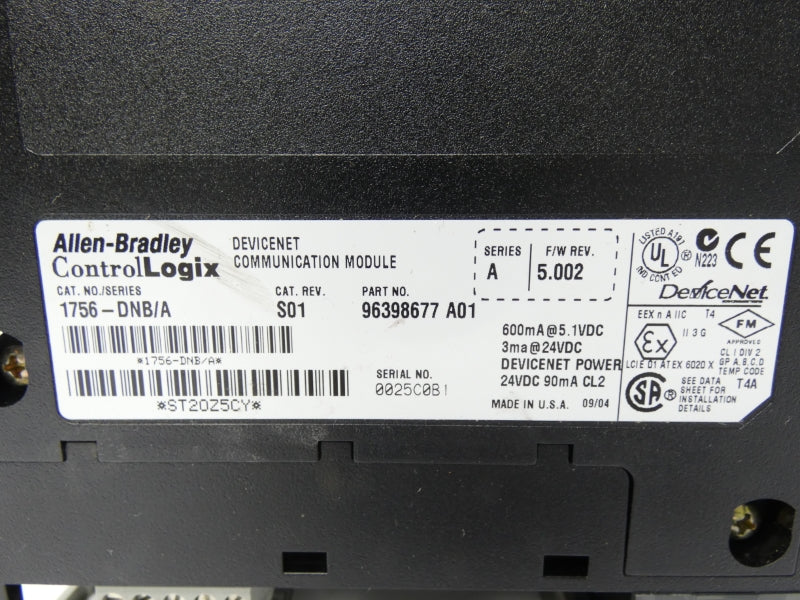 ALLEN BRADLEY 1756-DNB SER. A F/W 5.002 REV. S01 24VDC NSNP