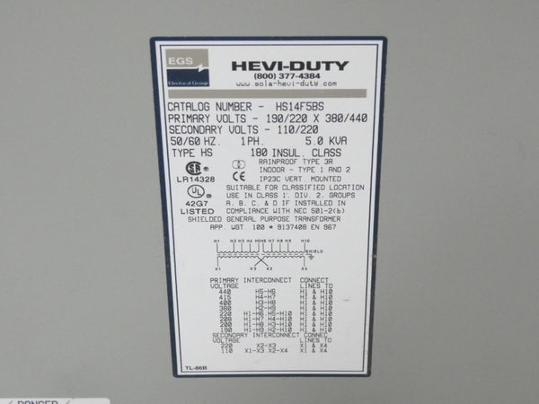 HEVI-DUTY HS14F5BS 380/440V UNMP