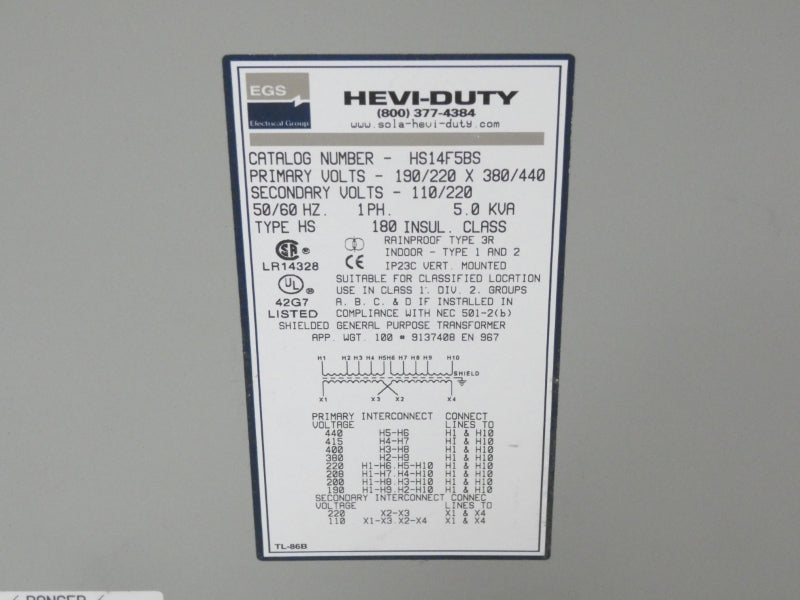 HEVI-DUTY HS14F5BS 380/440V UNMP