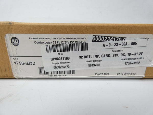 ALLEN BRADLEY 1756-IB32 SER. B F/W 3.006 12/24VDC DATE: 2019 NSFS