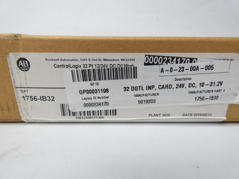 ALLEN BRADLEY 1756-IB32 SER. B F/W 3.006 12/24VDC DATE: 2019 NSFS