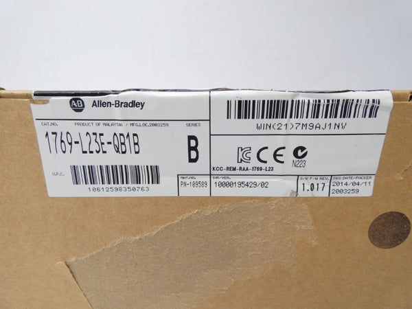 ALLEN BRADLEY 1769-L23E-QB1B SER. B F/W 1.017 19.2-31.2VDC 4A NSMP
