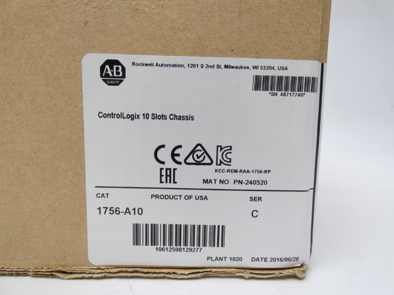 ALLEN BRADLEY 1756-A10 SER. C DATE: 2016 NSFS