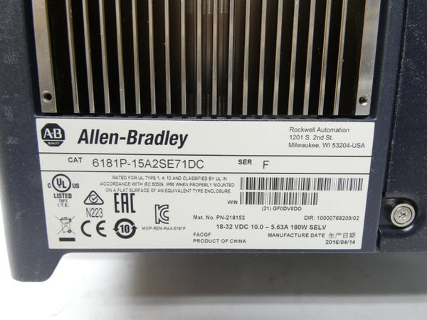 ALLEN BRADLEY 6181P-15A2SE71DC SER. F 18-32VDC 10.0-5.63A (BR/WH) NSMP