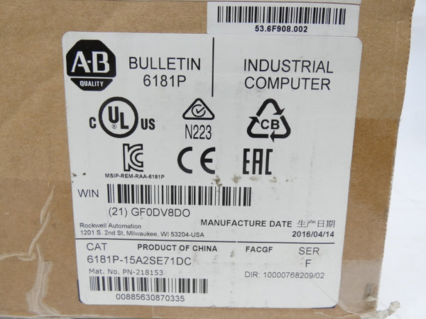 ALLEN BRADLEY 6181P-15A2SE71DC SER. F 18-32VDC 10.0-5.63A (BR/WH) NSMP