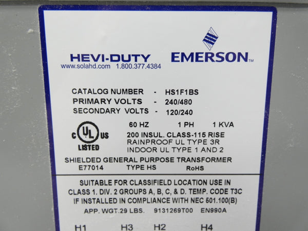 HEVI-DUTY HS1F1BS 240/480V NSMP