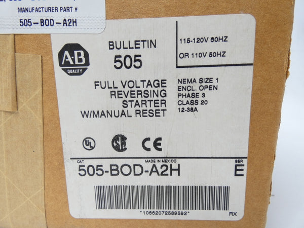 ALLEN BRADLEY 505-BOD-A2H SER. E 115-120V 12-38A NSMP