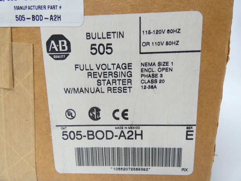 ALLEN BRADLEY 505-BOD-A2H SER. E 115-120V 12-38A NSMP
