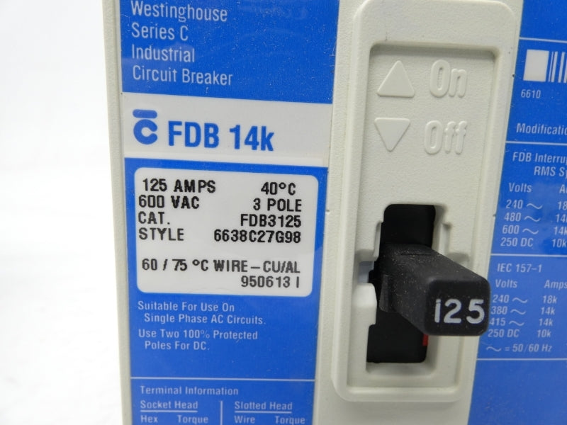 WESTINGHOUSE FDB3125 600VAC 125A NSMP
