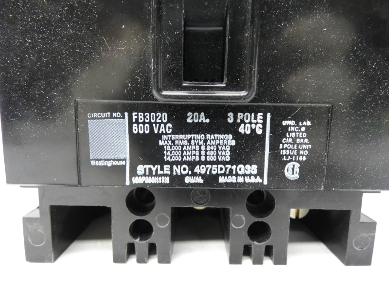 CUTTLER HAMMER FB3020 600VAC 20A NSMP