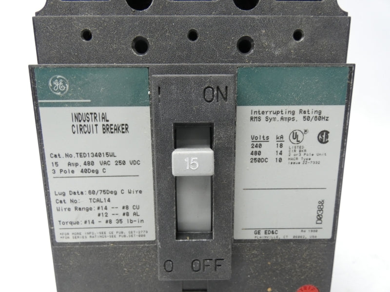 GENERAL ELECTRIC TED134015WL 480VAC 15A (AS PICTURED) NSMP