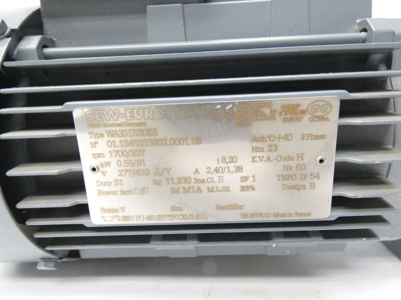 SEW EURODRIVE WA30DT80K4 277/480V 2.40/1.38A NSNP
