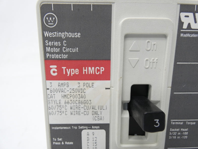 WESTINGHOUSE HMCP003A0 SER. C 600VAC 3A NSNP