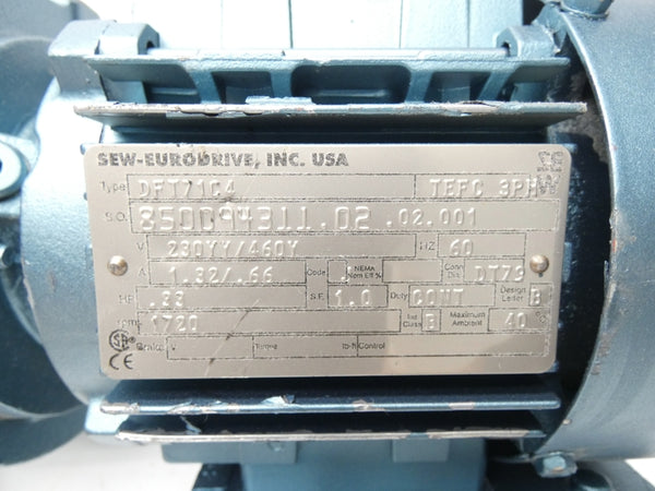 SEW-EURODRIVE DFT71C4 FA37DT71C4 230/460V 1.32/.66A NSNP