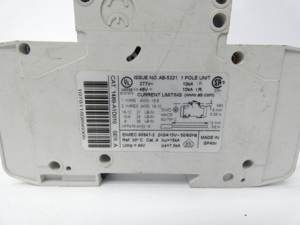 ALLEN BRADLEY 1489-A1D010 SER. A 277V UNMP